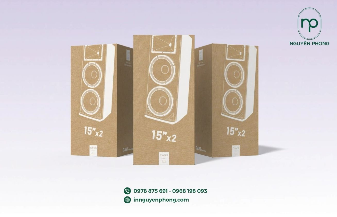 Mẫu hộp kraft bồi carton sóng đựng loa đơn giản